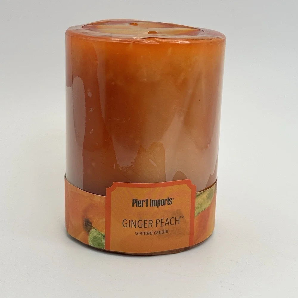 NEW Pier 1 Pillar Candle Ginger Peach Candle 3x4 Sealed Discontinued